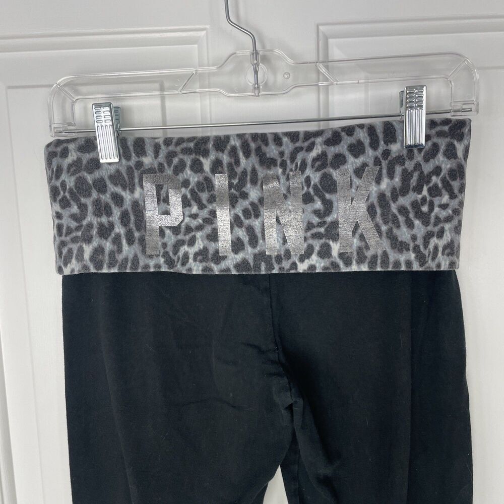 Y2K PINK Victoria’s Secret Gray Cheetah Print Fold Over Leggings Size Small